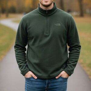 The North Face Green 1/4 Zip Pullover Jacket Mens XXL Fleece Lightweight